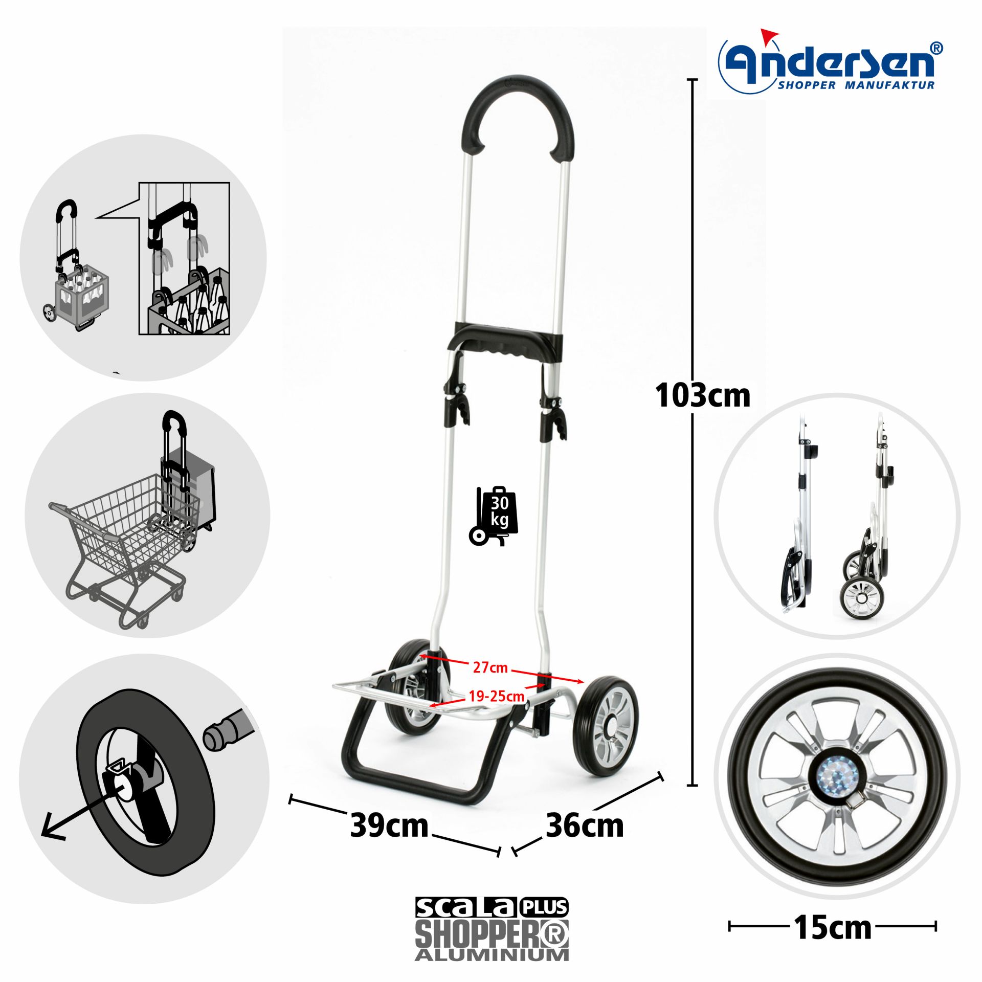 Andersen Shopper Scala Shopper Plus Gestell ohne Tasche Einkaufstrolley – Bild 3