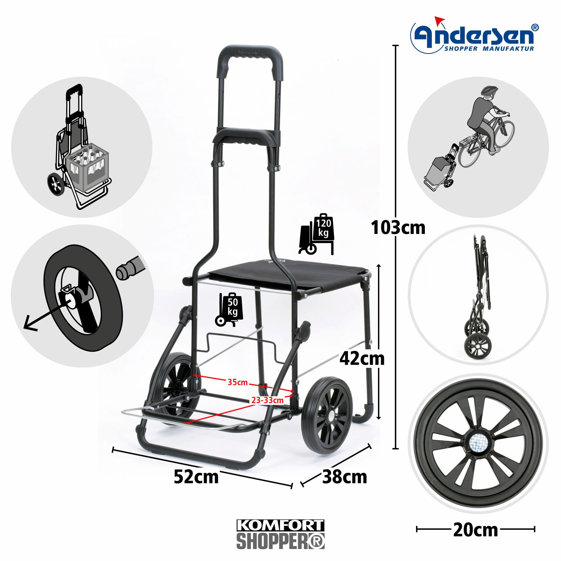 Andersen Shopper Komfort Shopper Gestell ohne Tasche – Bild 3