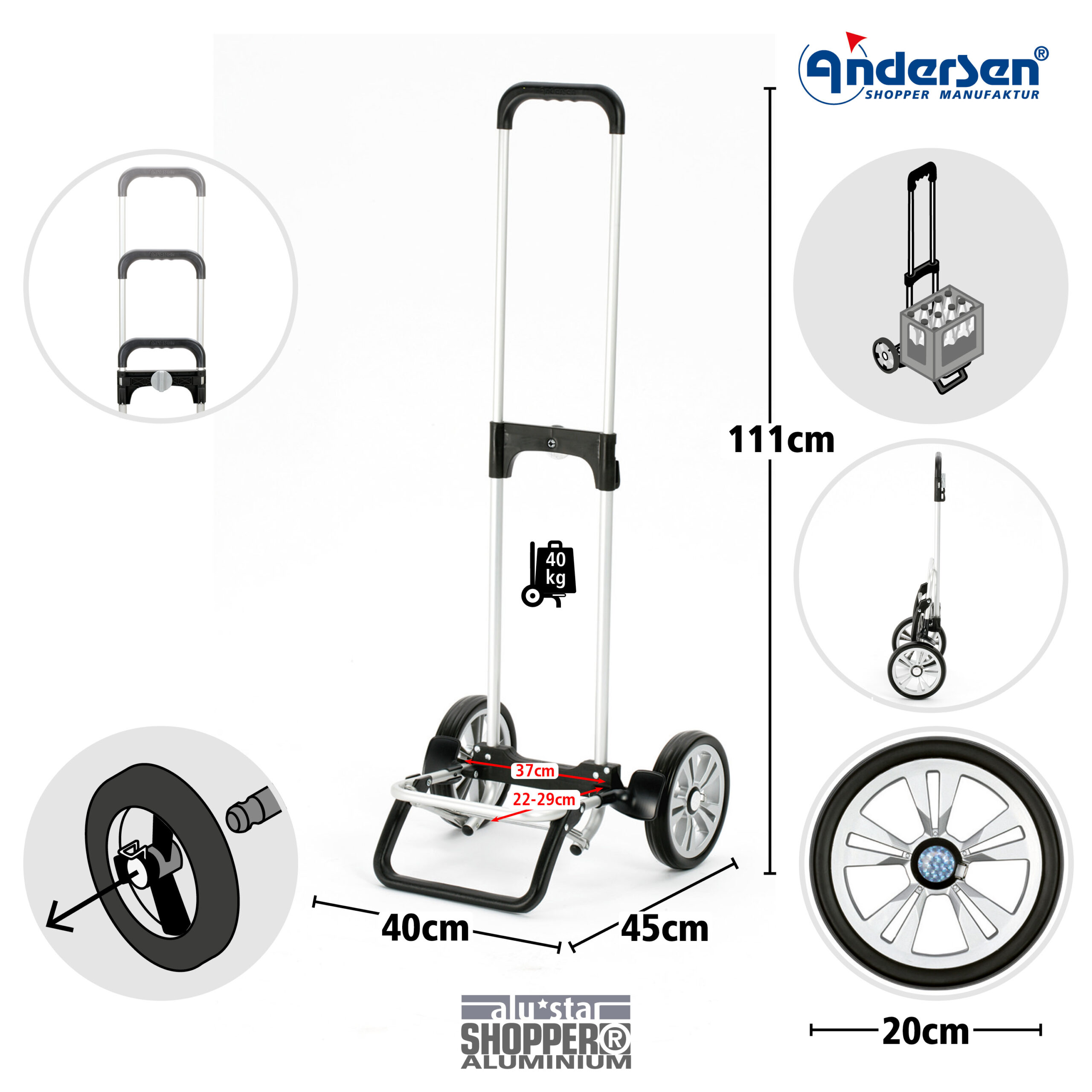 Andersen Shopper Alu Star Shopper Gestell ohne Tasche Einkaufstrolley – Bild 2