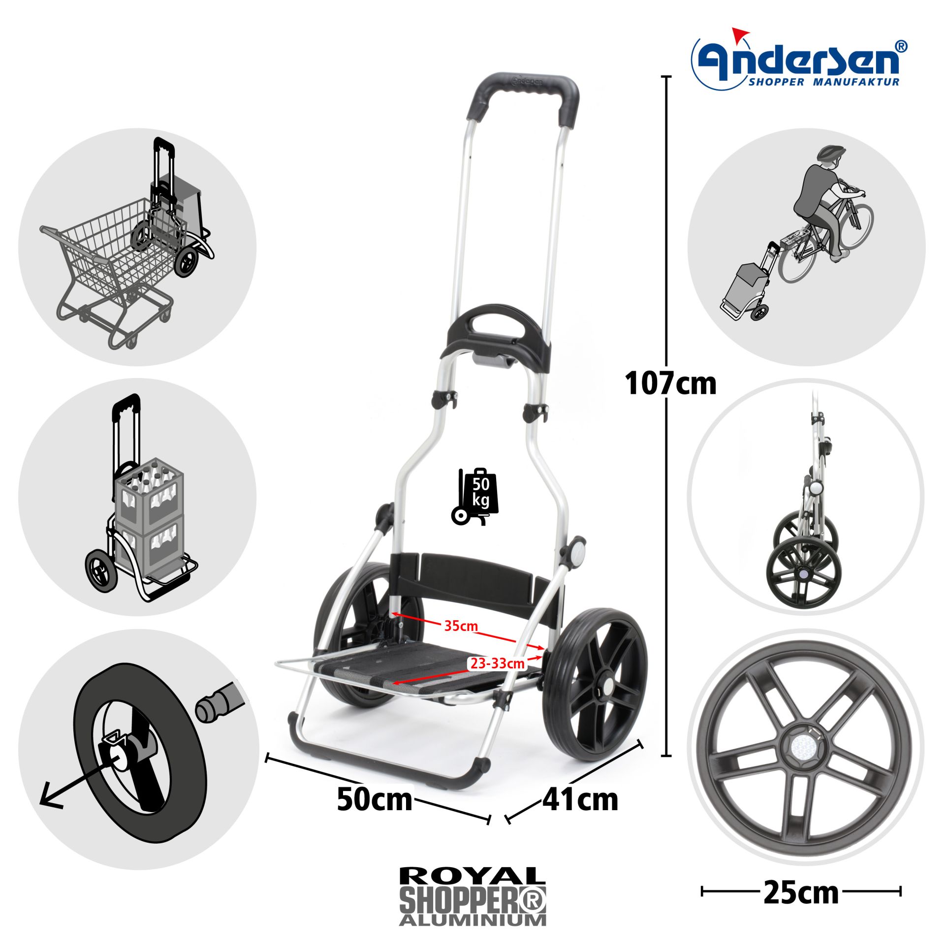 Andersen Shopper Royal Shopper mit Doppelspeichenrad ohne Tasche – Bild 3